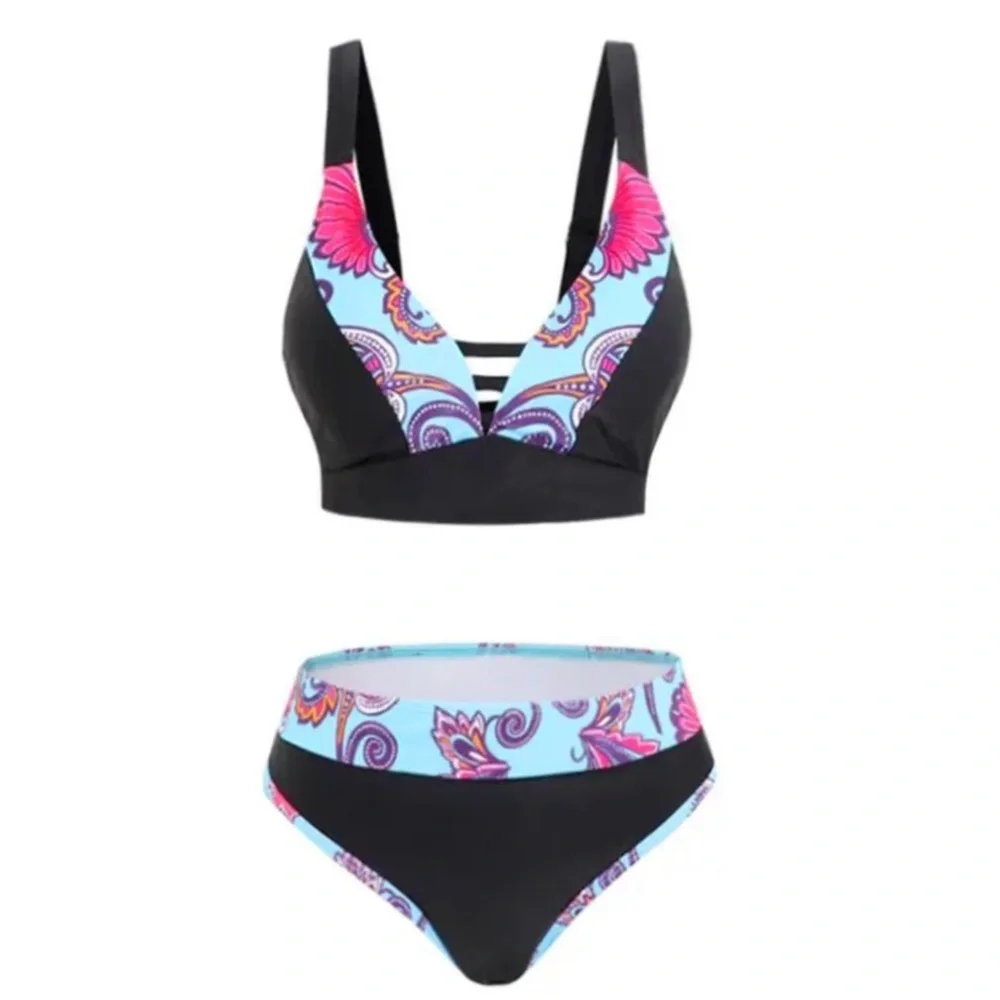 Scroll Floral ✦ Ladder Cutout Bikini Set ✦ Cheeky High-Stretch Adjustable Straps